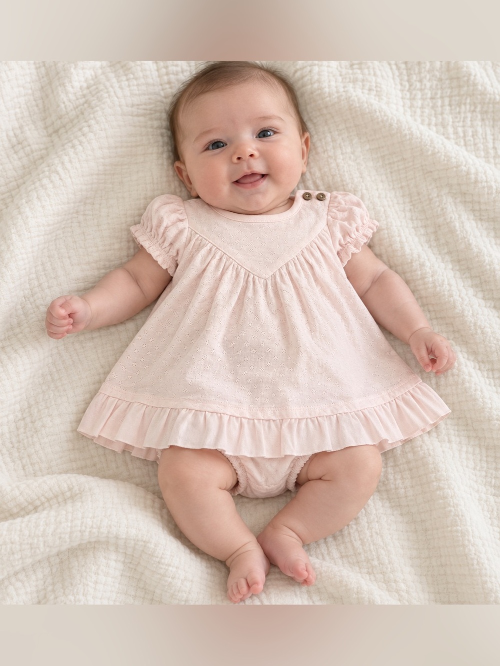 Burt's Bees Baby Soft Pink Eyelet Dress with Bloomers